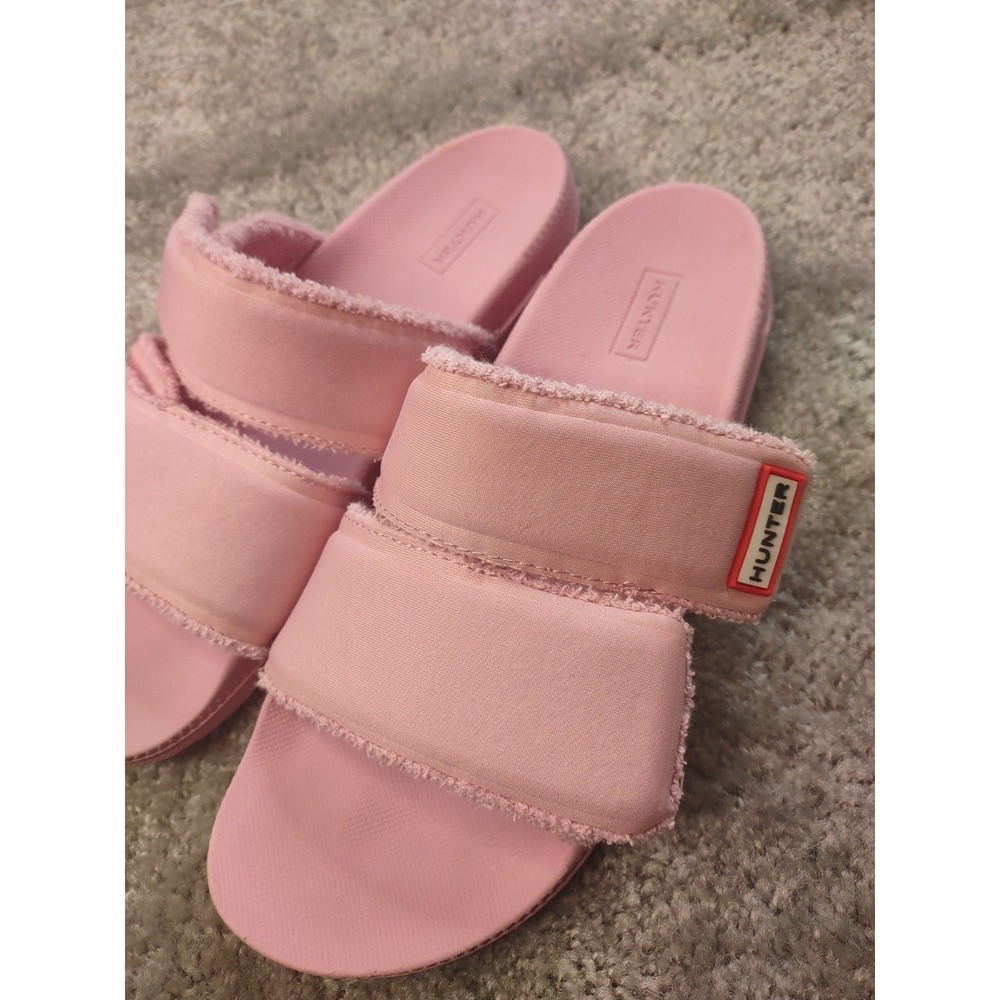 Hunter double strap sandals‎ Size 9 Pink terry cloth beach wear slides